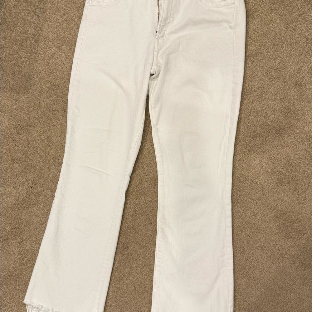 MOTHER Cream Flare Jeans